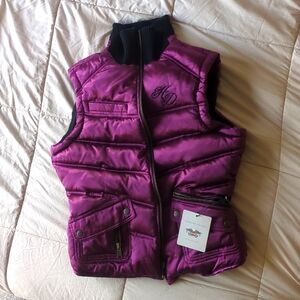 Harley Davidson Motorcycle Purple Pink Women's Puffer Vest (Used) Size Medium